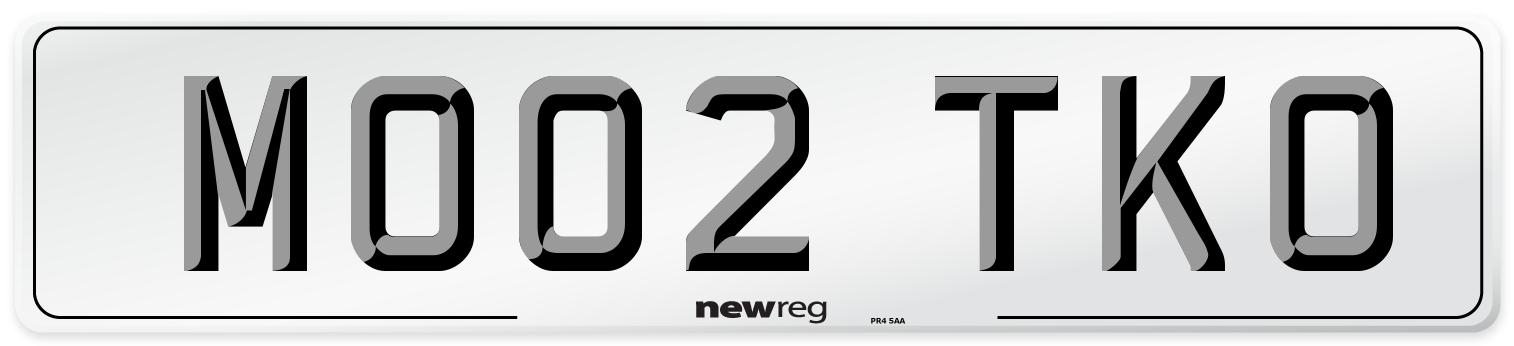 MO02 TKO Number Plate from New Reg